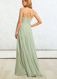 Liberty A-line Square Floor-Length Chiffon Bridesmaid Dress UKP0019391