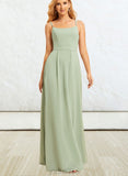 Liberty A-line Square Floor-Length Chiffon Bridesmaid Dress UKP0019391