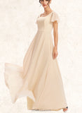 Madalyn A-line Square Floor-Length Chiffon Bridesmaid Dress With Cascading Ruffles UKP0019392