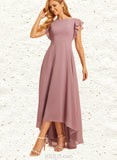 Katelynn A-line Scoop Asymmetrical Chiffon Bridesmaid Dress With Ruffle UKP0019400