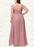 Katelynn A-line Scoop Asymmetrical Chiffon Bridesmaid Dress With Ruffle UKP0019400