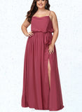 Lucille A-line Cowl Floor-Length Chiffon Bridesmaid Dress With Ruffle UKP0019405