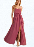 Lucille A-line Cowl Floor-Length Chiffon Bridesmaid Dress With Ruffle UKP0019405