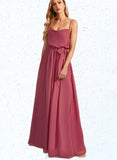 Lucille A-line Cowl Floor-Length Chiffon Bridesmaid Dress With Ruffle UKP0019405