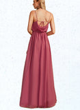 Lucille A-line Cowl Floor-Length Chiffon Bridesmaid Dress With Ruffle UKP0019405