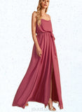 Lucille A-line Cowl Floor-Length Chiffon Bridesmaid Dress With Ruffle UKP0019405