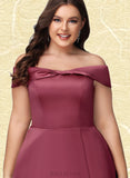 Nylah A-line Off the Shoulder Floor-Length Satin Bridesmaid Dress UKP0019407