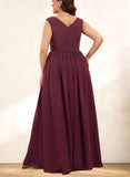 Layla A-line Off the Shoulder Floor-Length Chiffon Bridesmaid Dress With Ruffle UKP0019416