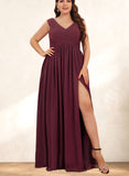 Layla A-line Off the Shoulder Floor-Length Chiffon Bridesmaid Dress With Ruffle UKP0019416