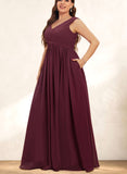 Layla A-line Off the Shoulder Floor-Length Chiffon Bridesmaid Dress With Ruffle UKP0019416