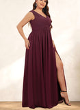 Layla A-line Off the Shoulder Floor-Length Chiffon Bridesmaid Dress With Ruffle UKP0019416