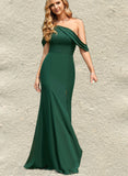 Ashlee Trumpet/Mermaid One Shoulder Floor-Length Chiffon Bridesmaid Dress UKP0019425