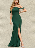 Ashlee Trumpet/Mermaid One Shoulder Floor-Length Chiffon Bridesmaid Dress UKP0019425