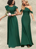 Ashlee Trumpet/Mermaid One Shoulder Floor-Length Chiffon Bridesmaid Dress UKP0019425