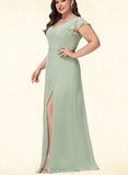 Polly A-line V-Neck Floor-Length Chiffon Bridesmaid Dress UKP0019426