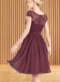 Kristin A-line Scoop Knee-Length Chiffon Lace Bridesmaid Dress UKP0019428