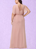 Brynn Sheath/Column Scoop Floor-Length Chiffon Bridesmaid Dress UKP0019430