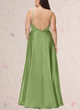 Frances A-line Cowl Floor-Length Satin Bridesmaid Dress UKP0019433