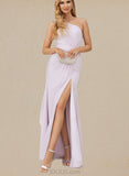 Kaylen A-line One Shoulder Floor-Length Chiffon Bridesmaid Dress With Ruffle UKP0019434