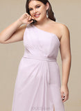 Kaylen A-line One Shoulder Floor-Length Chiffon Bridesmaid Dress With Ruffle UKP0019434