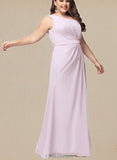 Kaylen A-line One Shoulder Floor-Length Chiffon Bridesmaid Dress With Ruffle UKP0019434