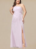 Kaylen A-line One Shoulder Floor-Length Chiffon Bridesmaid Dress With Ruffle UKP0019434