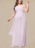 Kaylen A-line One Shoulder Floor-Length Chiffon Bridesmaid Dress With Ruffle UKP0019434