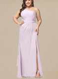 Kaylen A-line One Shoulder Floor-Length Chiffon Bridesmaid Dress With Ruffle UKP0019434