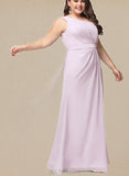 Kaylen A-line One Shoulder Floor-Length Chiffon Bridesmaid Dress With Ruffle UKP0019434