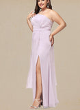 Kaylen A-line One Shoulder Floor-Length Chiffon Bridesmaid Dress With Ruffle UKP0019434