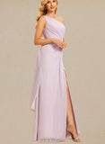 Kaylen A-line One Shoulder Floor-Length Chiffon Bridesmaid Dress With Ruffle UKP0019434