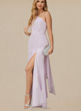 Kaylen A-line One Shoulder Floor-Length Chiffon Bridesmaid Dress With Ruffle UKP0019434