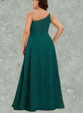 Janiya A-line One Shoulder Floor-Length Chiffon Bridesmaid Dress UKP0019435