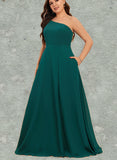 Janiya A-line One Shoulder Floor-Length Chiffon Bridesmaid Dress UKP0019435