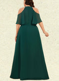 Jan A-line Cold Shoulder Scoop Floor-Length Chiffon Bridesmaid Dress UKP0019437