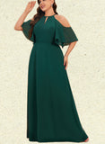 Jan A-line Cold Shoulder Scoop Floor-Length Chiffon Bridesmaid Dress UKP0019437