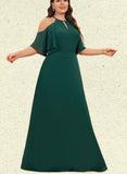 Jan A-line Cold Shoulder Scoop Floor-Length Chiffon Bridesmaid Dress UKP0019437