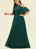 Jan A-line Cold Shoulder Scoop Floor-Length Chiffon Bridesmaid Dress UKP0019437