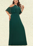 Jan A-line Cold Shoulder Scoop Floor-Length Chiffon Bridesmaid Dress UKP0019437