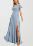 Kimora A-line Scoop Floor-Length Chiffon Bridesmaid Dress UKP0019438