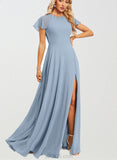 Kimora A-line Scoop Floor-Length Chiffon Bridesmaid Dress UKP0019438