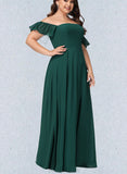 Cheyanne A-line Off the Shoulder Floor-Length Chiffon Bridesmaid Dress UKP0019440