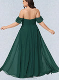 Cheyanne A-line Off the Shoulder Floor-Length Chiffon Bridesmaid Dress UKP0019440