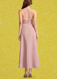 Alexis A-line V-Neck Asymmetrical Chiffon Bridesmaid Dress UKP0019443