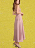 Alexis A-line V-Neck Asymmetrical Chiffon Bridesmaid Dress UKP0019443