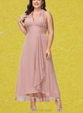 Alexis A-line V-Neck Asymmetrical Chiffon Bridesmaid Dress UKP0019443