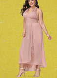 Alexis A-line V-Neck Asymmetrical Chiffon Bridesmaid Dress UKP0019443