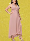 Alexis A-line V-Neck Asymmetrical Chiffon Bridesmaid Dress UKP0019443