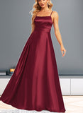 Urania A-line Square Floor-Length Silky Satin Bridesmaid Dress UKP0019446