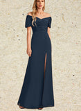 Audrina Sheath/Column V-Neck Floor-Length Chiffon Bridesmaid Dress UKP0019447